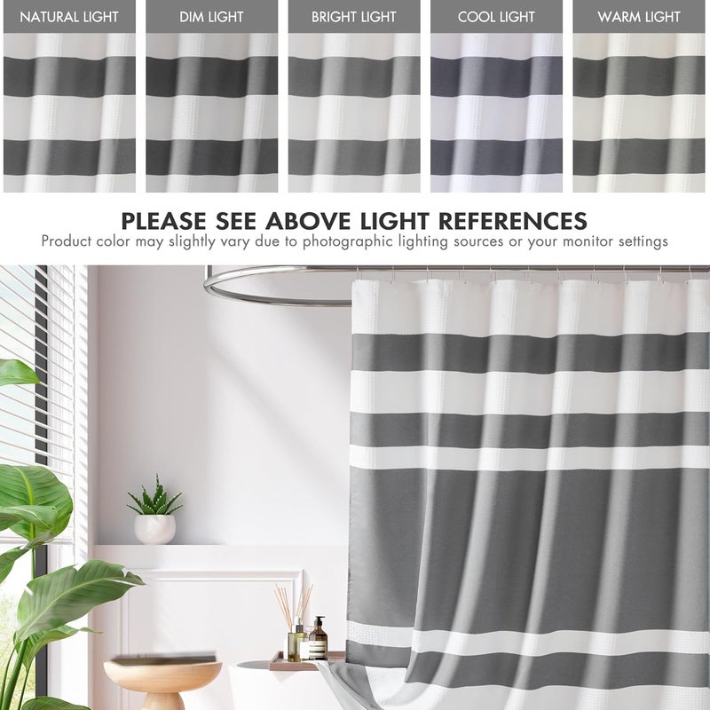 madison park Shower Curtain Spa Waffle Weave Wide Shower Curtain for Bathroom 3M Scotchgard Moisture Management, Spa Quality Modern Shower Curtains for Bathroom, Extra Width: 108"x72" Charcoal - Image 4
