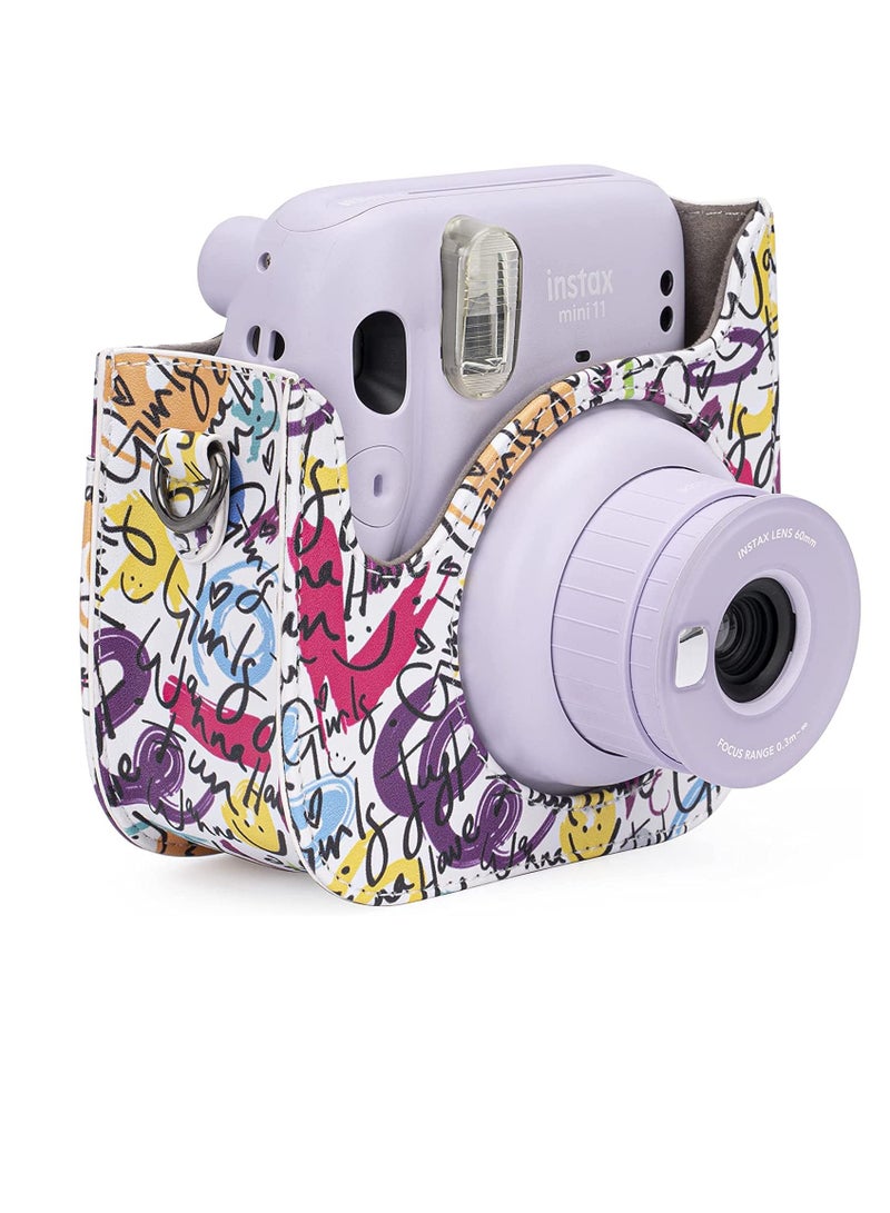for Fujifilm Instax Protective Case PU Leather Instax Camera Compact Case for Fujifilm Instax Mini 11/9/8/8+ Instant Film Camera (Graffiti) - Image 1