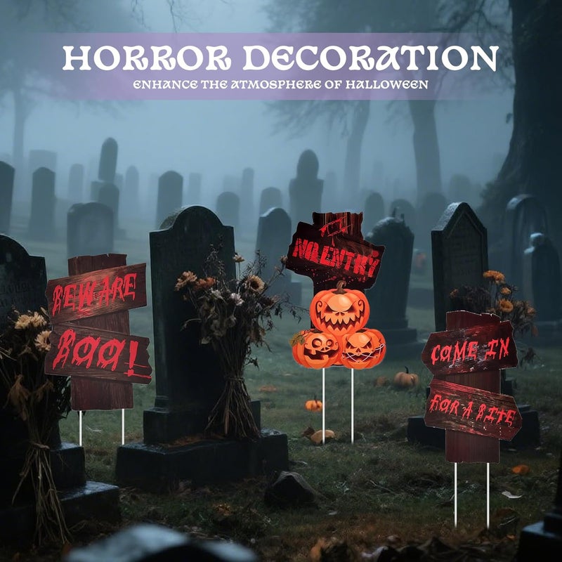 AHEONLAR 3-PACK Halloween Yard Sign Home Outdoor Lawn Decoration, Halloween Yard Stakes Pumpkin Decor Signs - Style B - Image 5