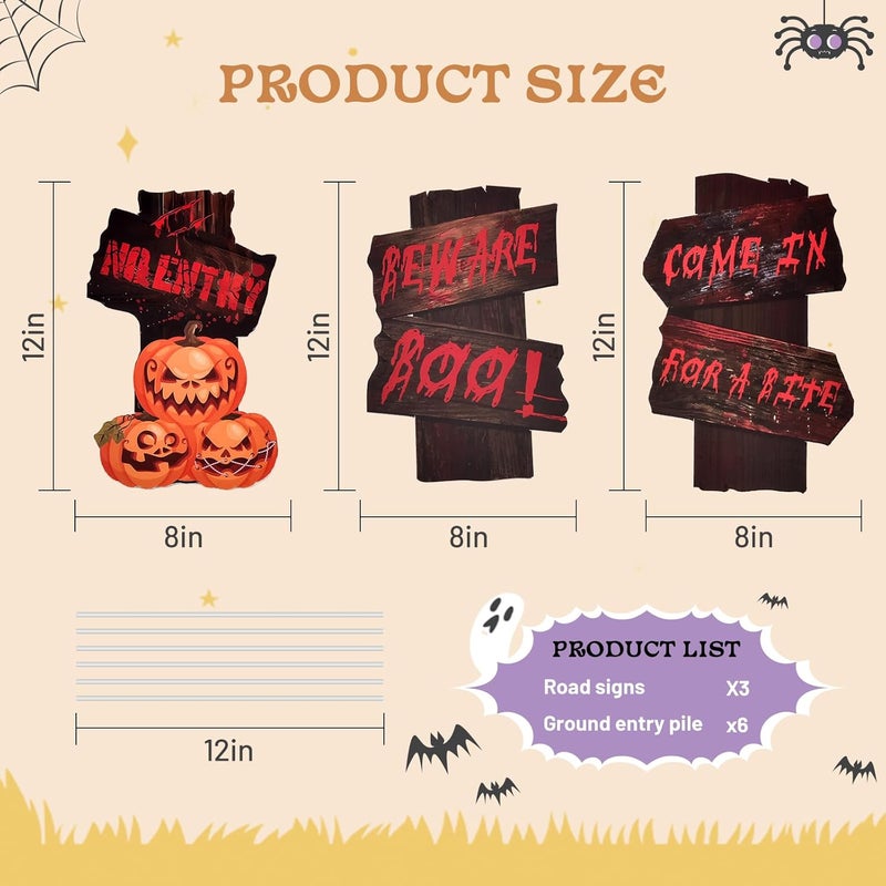 AHEONLAR 3-PACK Halloween Yard Sign Home Outdoor Lawn Decoration, Halloween Yard Stakes Pumpkin Decor Signs - Style B - Image 2