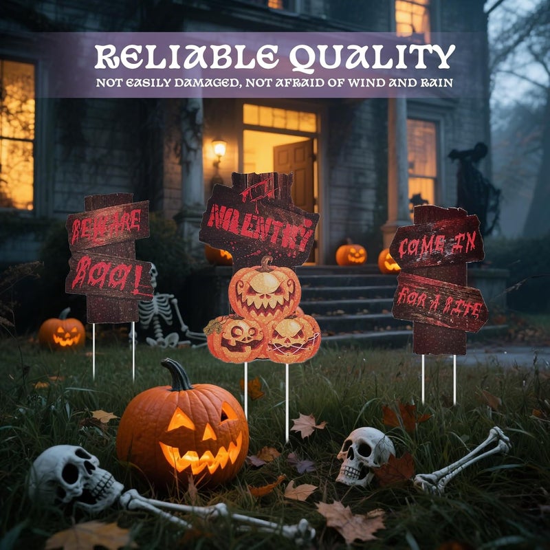 AHEONLAR 3-PACK Halloween Yard Sign Home Outdoor Lawn Decoration, Halloween Yard Stakes Pumpkin Decor Signs - Style B - Image 3