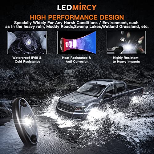 LEDMIRCY LED R1 Pure White Rock Lights 20PCS for Trucks RZR Off Road Boat Car Auto ATV UTV SUV Underglow Trail TRAI Rig Lights Underbody Neon Light High Power Waterproof Shockproof - Image 3