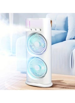 SQUICKLE Three Hole Double Head Spray Cooling Fan || Portable Mini Air Cooler With Mist Humidifier || Mini Desktop Table Cooling Fan For Home & Office (Pack Of 1) (Double Ended Spray Fan)