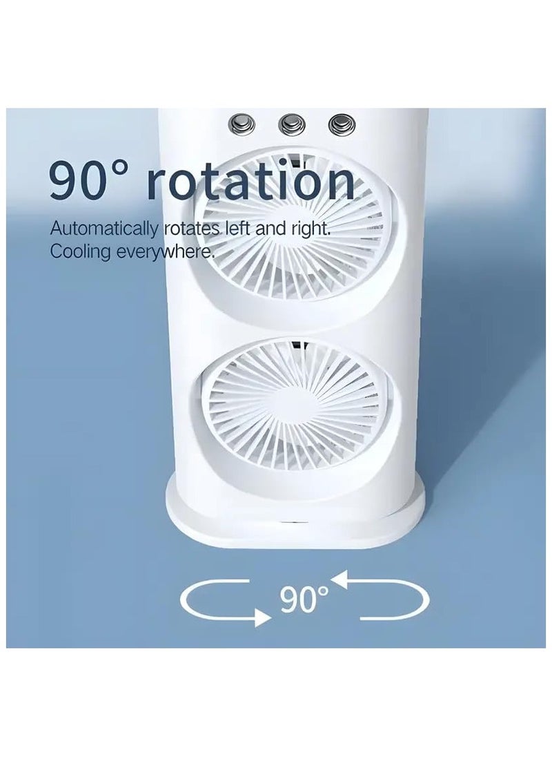 Generic - SQUICKLE Three Hole Double Head Spray Cooling Fan || Portable Mini Air Cooler With Mist Humidifier || Mini Desktop Table Cooling Fan For Home & Office (Pack Of 1) (Double Ended Spray Fan) - Image 1