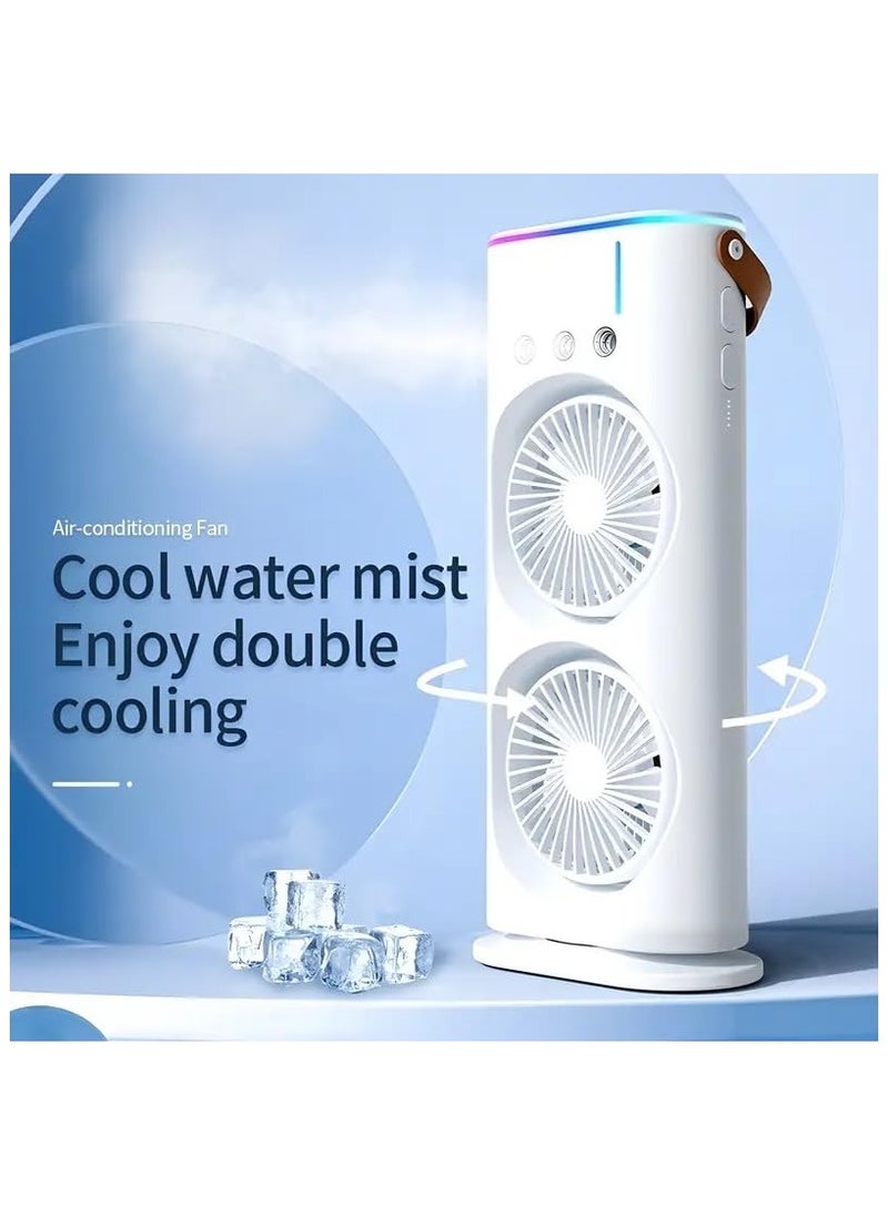 Generic - SQUICKLE Three Hole Double Head Spray Cooling Fan || Portable Mini Air Cooler With Mist Humidifier || Mini Desktop Table Cooling Fan For Home & Office (Pack Of 1) (Double Ended Spray Fan) - Image 1