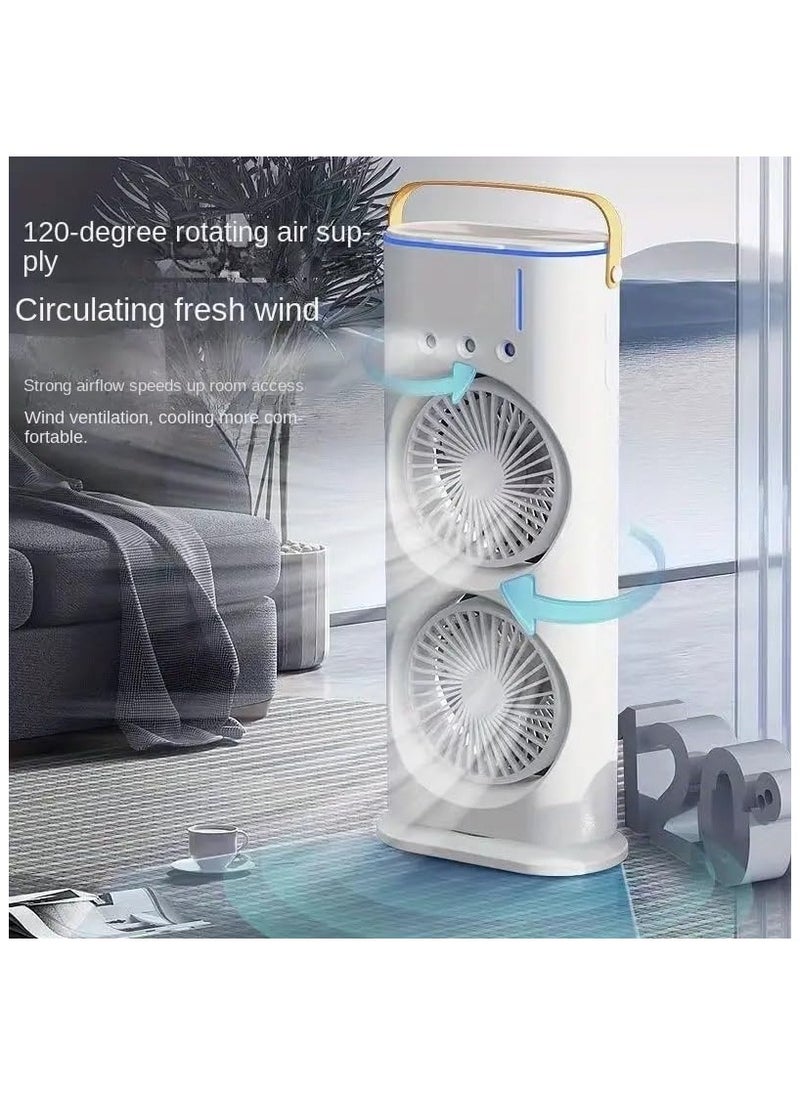 Generic - SQUICKLE Three Hole Double Head Spray Cooling Fan || Portable Mini Air Cooler With Mist Humidifier || Mini Desktop Table Cooling Fan For Home & Office (Pack Of 1) (Double Ended Spray Fan) - Image 1
