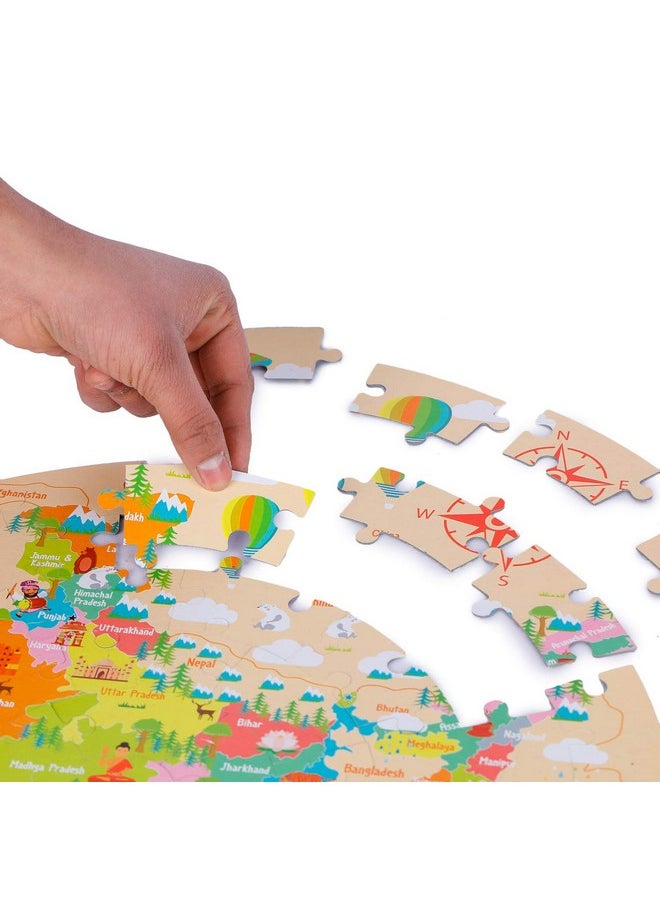 Webby Amazing India Map Jigsaw Floor Puzzle 60 Pcs With 4 Double Sided Flashcards  - Image 3