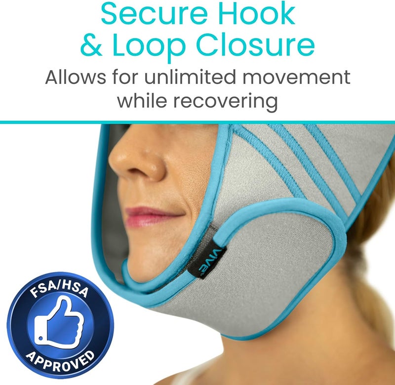 Vive Face Ice Pack Wrap for TMJ Pain Relief and Headaches  Face Ice Pack for Jaw Surgery Recovery Oral Surgery  Wisdom Teeth extractions  Heating Pad for Head  Chin  Hot  Cold Therapy - Image 3