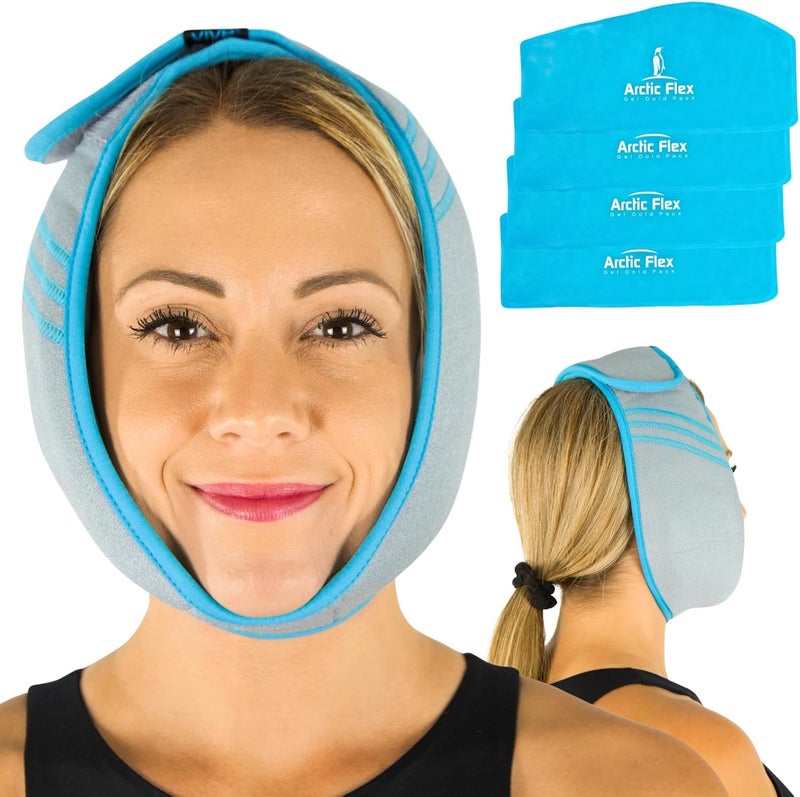 Vive Face Ice Pack Wrap for TMJ Pain Relief and Headaches  Face Ice Pack for Jaw Surgery Recovery Oral Surgery  Wisdom Teeth extractions  Heating Pad for Head  Chin  Hot  Cold Therapy - Image 1