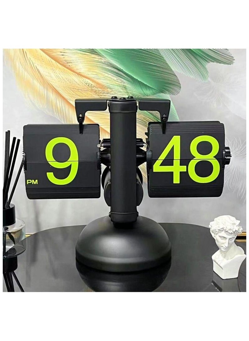 OTTAL - Auto Flip Clock Digital Metal Desk Clock Quartz Movement Flip Down Clock European Classic Retro Table Clock Home Office Decor - Image 1