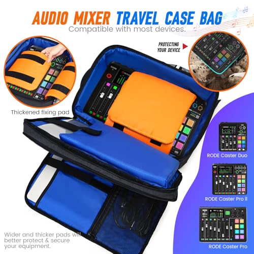 GOTECH Audio Mixer Travel Case Bag DJ Mixer Storage Backpack Compatible with RODECaster Pro RODECaster Pro II RC Duo Podcast Mixer Case for Microphones and More Podcast Equipment - Image 3