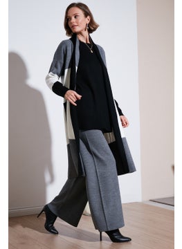 Lela Modest Color Block Long Knitted Cardigan Women's Cardigan 4616172  - Image 1