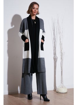 Lela Modest Color Block Long Knitted Cardigan Women's Cardigan 4616172  - Image 2