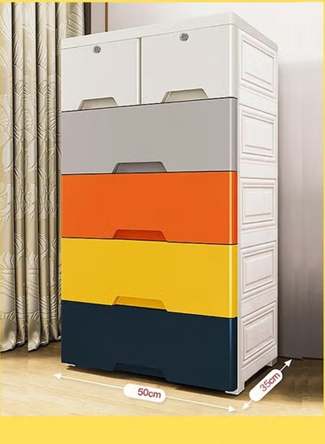 KLNAMAEAAN 5-Layer Thickened Plastic Storage Cabinet with Large Capacity and Drawer Design Stackable Cabinet - Image 1