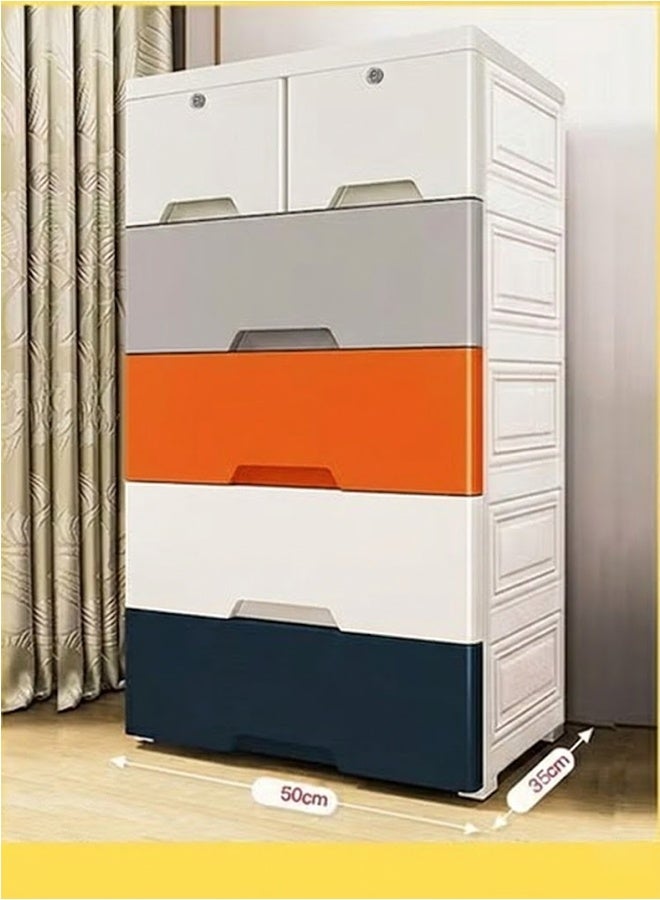 كلناميان خزانة تخزين بلاستيكية سميكة مكونة من 5 طبقات بسعة كبيرة وتصميم درج، خزانة قابلة للتكديس - Image 1