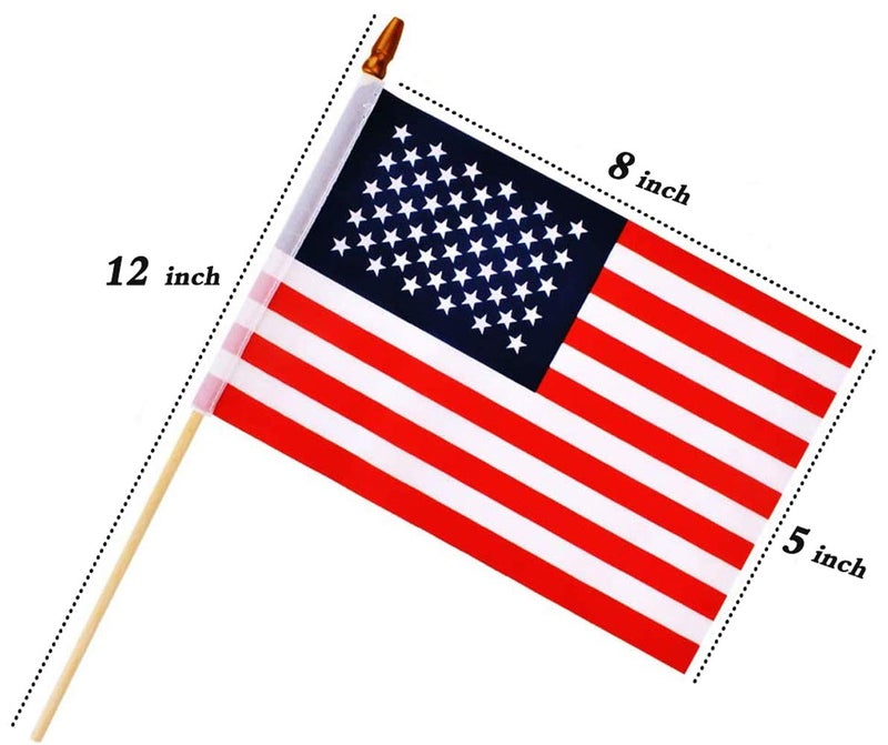 Datconect Small American Flags on Stick 5x8 Inch/30 Pack - Mini Ameirican Flags/Handheld American Wooden Stick Flag with Safe Spear Top for July 4th Decoration, Veteran Party, etc. - Image 4