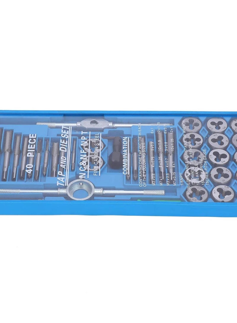 GGOOT 40pcs Metric Tap Die Set Carbon Steel Threading Tool Hand Hardware Supplies for Professionals Amateurs - Image 1