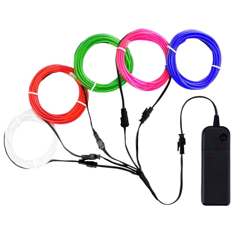 Multicolor Neon EL Wire Light Set 3 28 Ft 1 M With 3V Battery Pack For Party Decor - Image 2