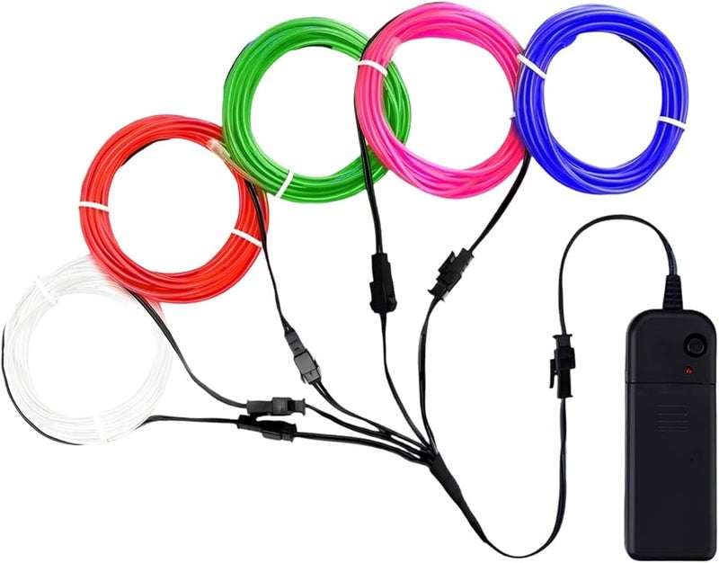 Multicolor Neon EL Wire Light Set 3 28 Ft 1 M With 3V Battery Pack For Party Decor - Image 1