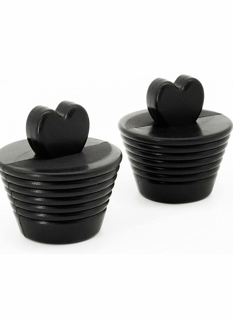 KASTWAVE Universal Bathtub Stopper, KASTWAVE 2 Pack Universal Drain Stoppers Bathtub Stopper for Bathtub and Bathroom Sink Drains, Kitchen Silicone Sink Stopper for Kitchen Bathtub Sink Drains (Black) - Image 1
