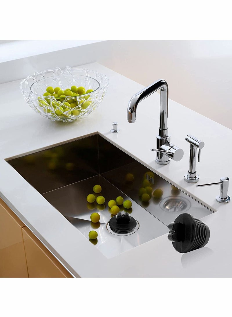 KASTWAVE Universal Bathtub Stopper, KASTWAVE 2 Pack Universal Drain Stoppers Bathtub Stopper for Bathtub and Bathroom Sink Drains, Kitchen Silicone Sink Stopper for Kitchen Bathtub Sink Drains (Black) - Image 2