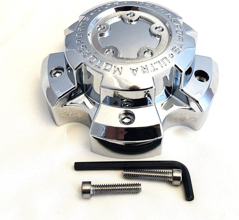 Ultra Wheel Ultra 5 Lug Chrome Wheel Center Cap with Bolts - Part Number 89-9855 - Image 2