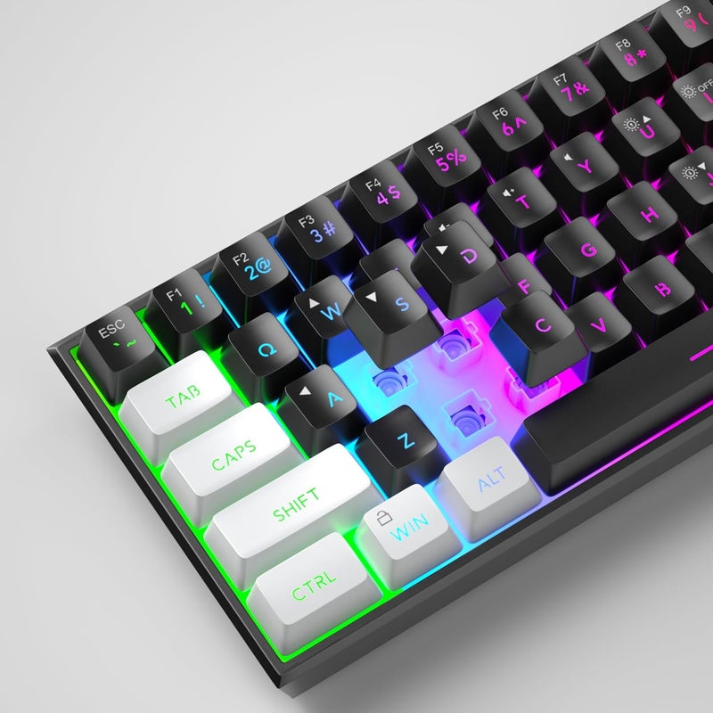 MageGee Mini 60% Gaming Keyboard,Rgb Backlit 61 Key Ultra-Compact Keyboard,Ts91 Ergonomic Waterproof Mechanical Feeling Office Computer Keyboard For Pc,Mac,Ps4,Xbox One Gamer,Wired(Black&White) - Image 3