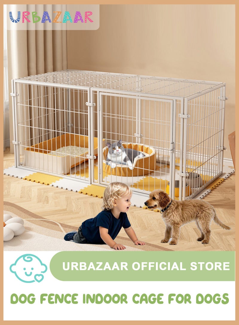 URbazaar Dog Playpen Foldable 8 Panels Dog Pen 47" Length Pet Enclosure Dog Fence Outdoor/Indoor with Top Cover, Portable Dog Fence Dog Crates for Medium/Small Pet Play for RV Camping Yard (White)  - Image 1