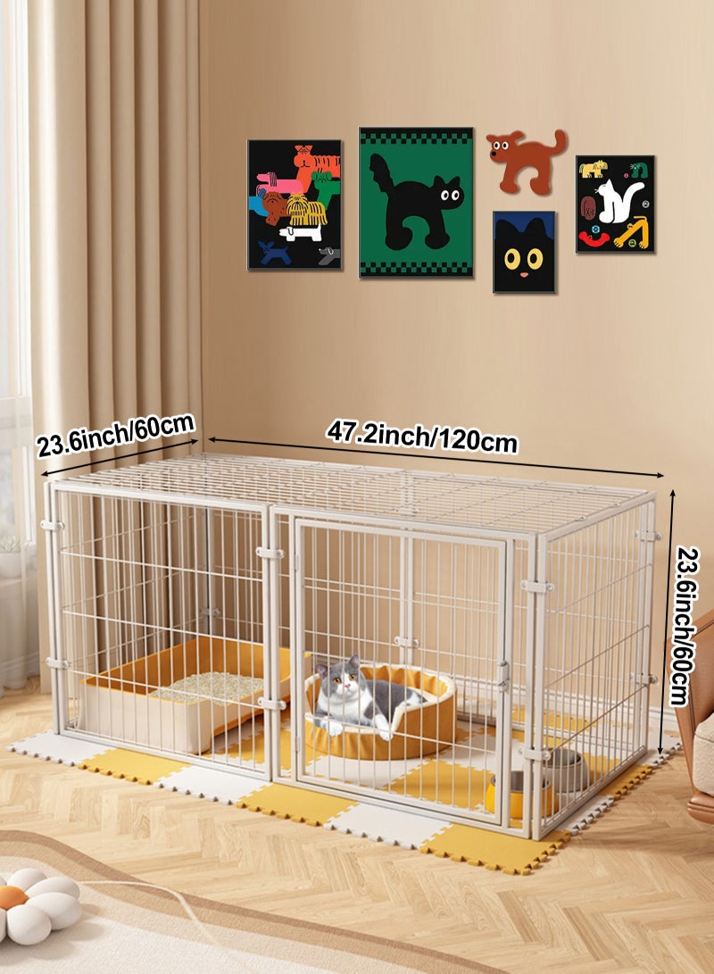 URbazaar Dog Playpen Foldable 8 Panels Dog Pen 47" Length Pet Enclosure Dog Fence Outdoor/Indoor with Top Cover, Portable Dog Fence Dog Crates for Medium/Small Pet Play for RV Camping Yard (White)  - Image 2