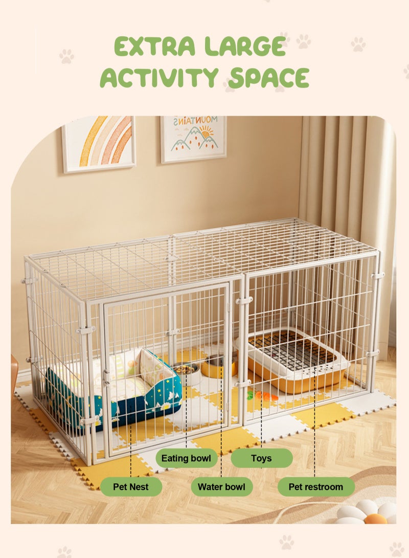 URbazaar Dog Playpen Foldable 8 Panels Dog Pen 47" Length Pet Enclosure Dog Fence Outdoor/Indoor with Top Cover, Portable Dog Fence Dog Crates for Medium/Small Pet Play for RV Camping Yard (White)  - Image 4
