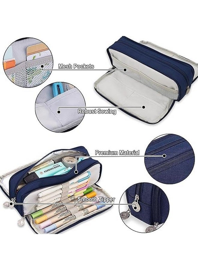 Droposale DROPOSALE Pencil Case Teenager Girls Pencil Case 3 Compartments Boys Large Capacity Pencil Case for School & Office Pack of 1 (Special-Blue) - Image 3