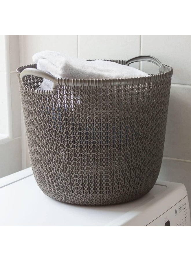 Curver Knit Large Round Basket With 2 Hand 30L Dark Gray Color - Image 1
