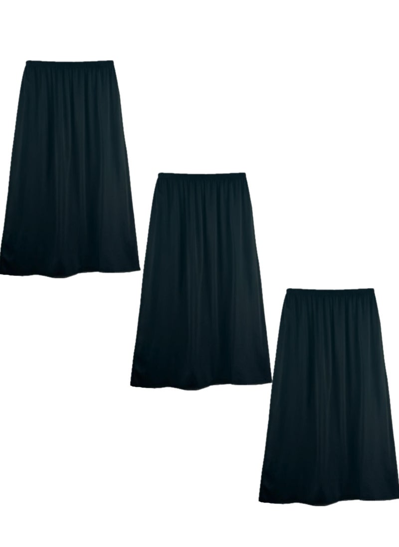 City Rose 3- Pieces Skirt Soft Durable and Cold inner Nylon with Elasticized Waistband and Small Lace Women Black  - Image 1