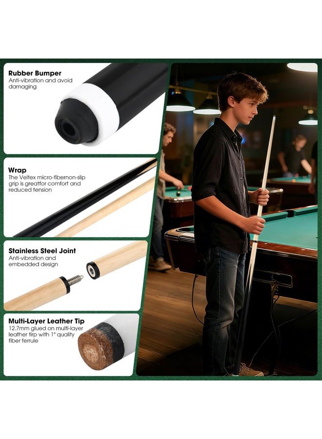 JX Pool Cues New 58 Inch Billiard Cue Sticks 13mm Glue-on Tips Hardwood Wooden Cues Set of 2 - Image 3