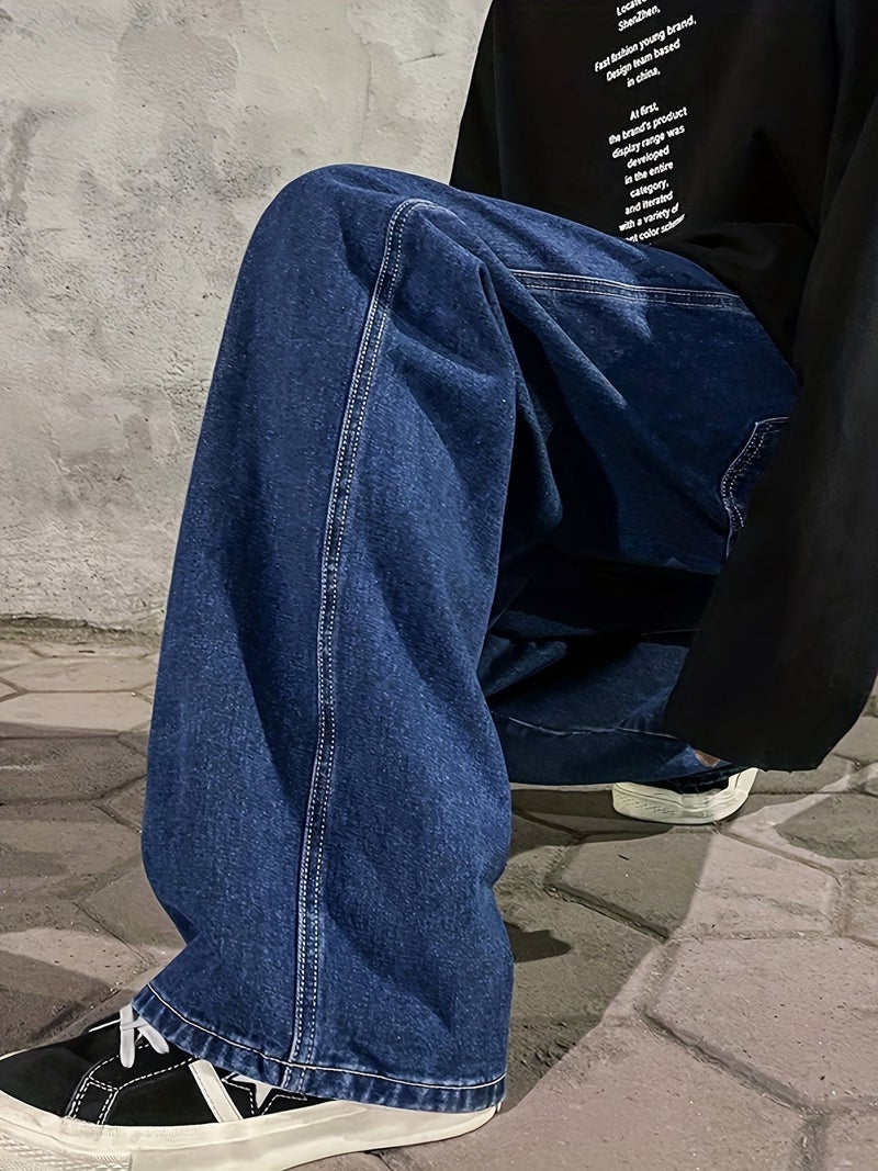 Loose Wide-Leg Jeans, Men'S Casual Street Style Loose Jeans, All-Season Wear - Image 5