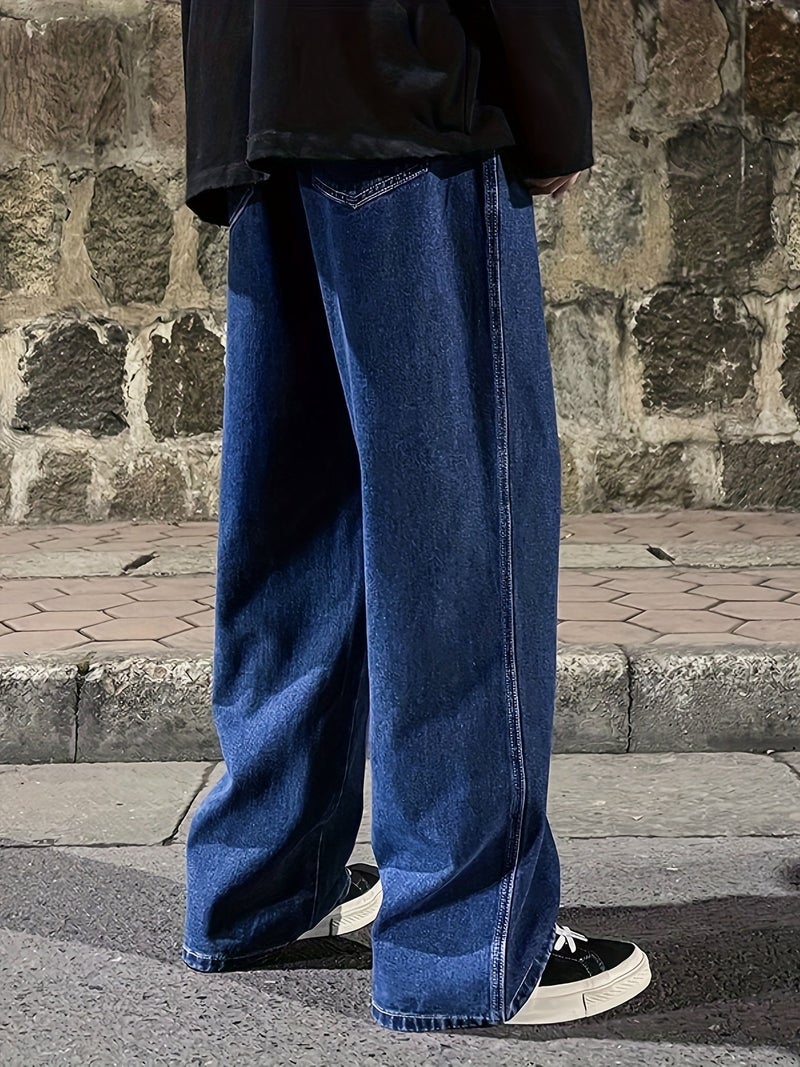 Loose Wide-Leg Jeans, Men'S Casual Street Style Loose Jeans, All-Season Wear - Image 3