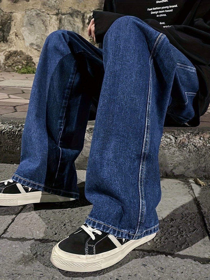 Loose Wide-Leg Jeans, Men'S Casual Street Style Loose Jeans, All-Season Wear - Image 4
