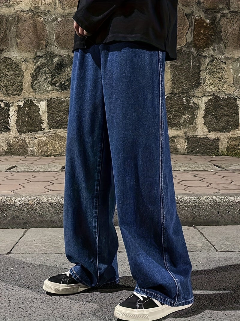 Loose Wide-Leg Jeans, Men'S Casual Street Style Loose Jeans, All-Season Wear - Image 2