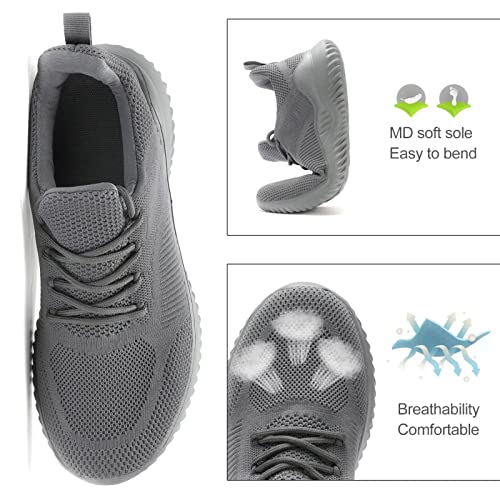 Kapsen Men's Non Slip Running Shoes Ultra Light Breathable Casual Walking Shoes Fashion Sneakers Mesh Workout Sports Shoes Grey - Image 5
