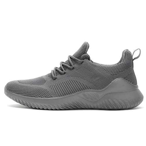 Kapsen Men's Non Slip Running Shoes Ultra Light Breathable Casual Walking Shoes Fashion Sneakers Mesh Workout Sports Shoes Grey - Image 3