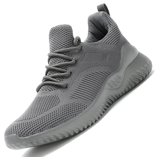 Kapsen Men's Non Slip Running Shoes Ultra Light Breathable Casual Walking Shoes Fashion Sneakers Mesh Workout Sports Shoes Grey - Image 2