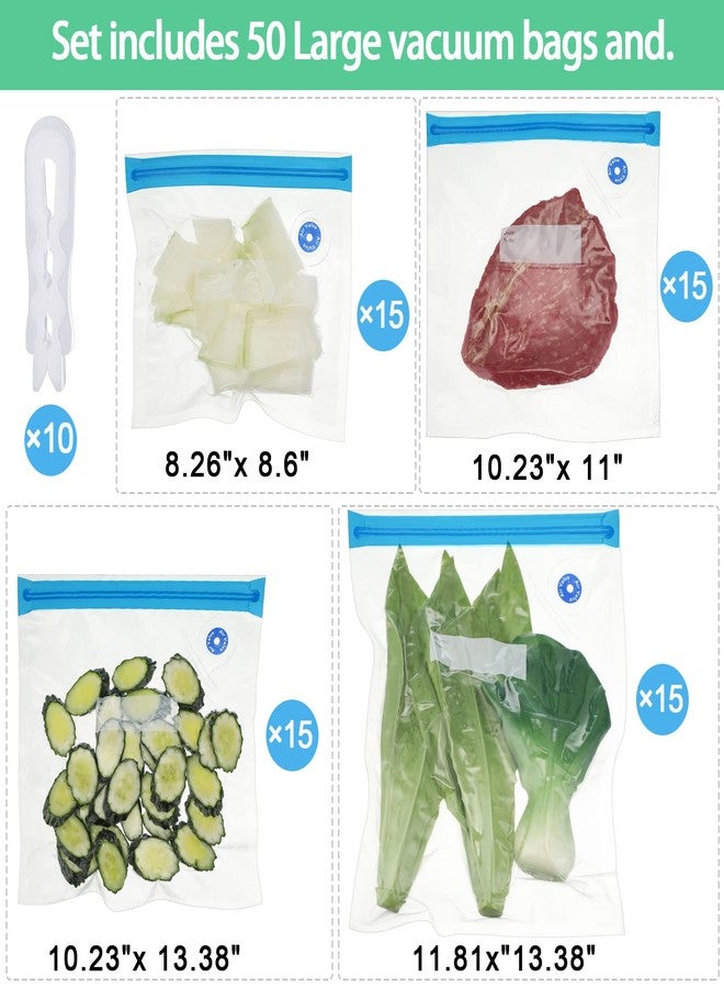 Chumia 60 Pack Sous Vide Bags Vacuum Sealer for Food, 4 Sizes Reusable Food Bags Vacuum Zipper Storage with Air Valve Double Layers Food Storage - Image 2