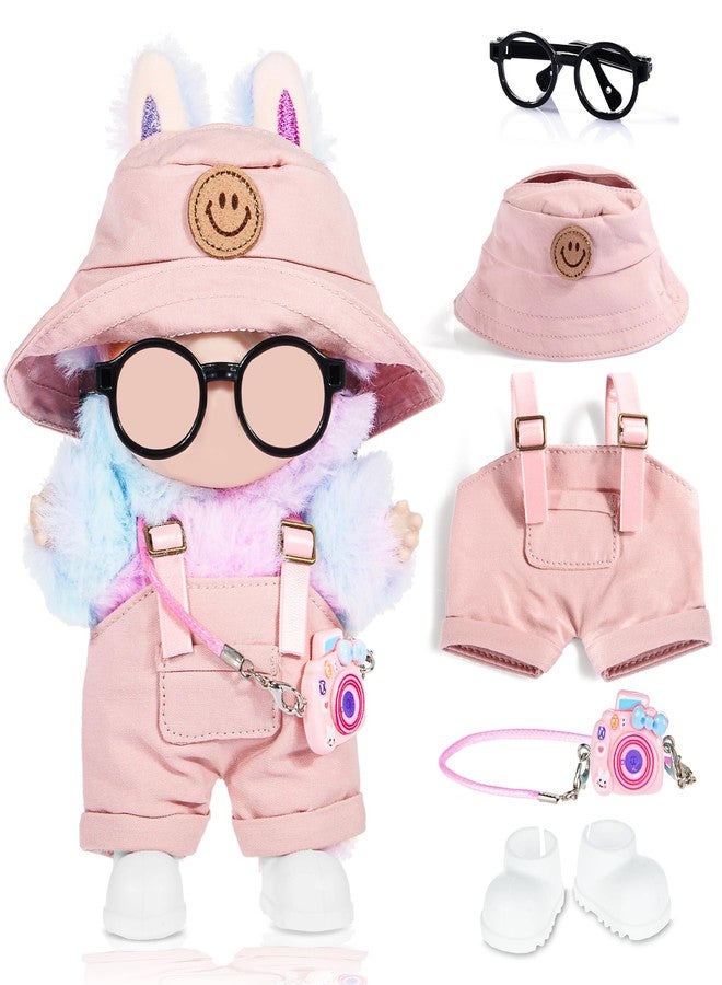 ibayda 17cm Doll Clothes & Accessories Set Include: Hat, Overall, Shoes, Glasses and Bag- Cute Clothes for Dress up Unique Style (Doll Not Included), Pink - Image 1