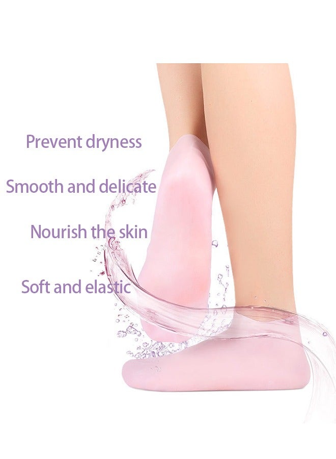 Silicone Socks, Gel Foot Skin Care Moisturizing Socks, Protective Heel Anti-crack Socks, Waterproof Beach Socks, Helps To Remove Calluses Corns Dry Or Cracked Foot Skin (M White) - Image 2