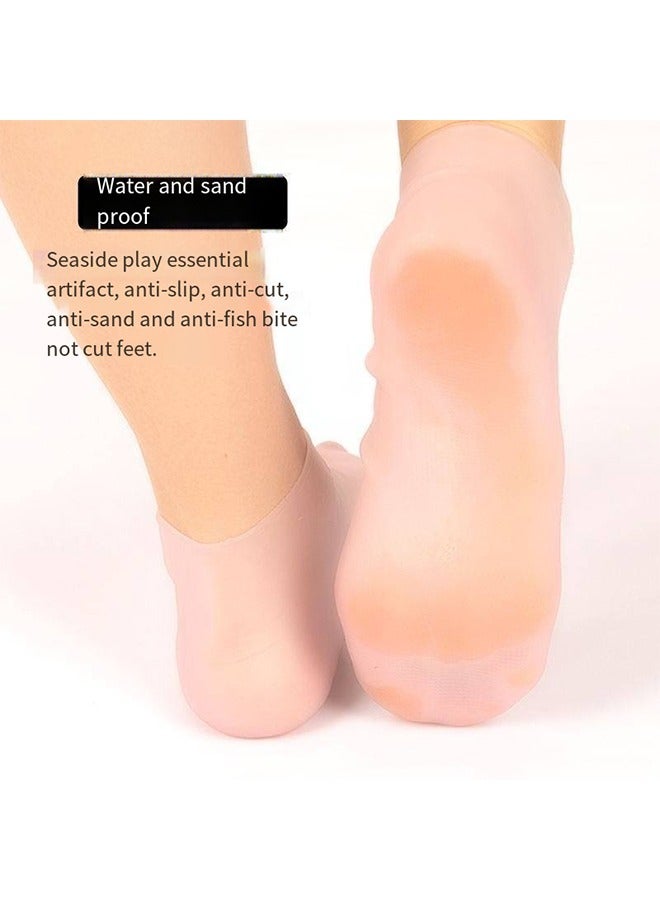 Silicone Socks, Gel Foot Skin Care Moisturizing Socks, Protective Heel Anti-crack Socks, Waterproof Beach Socks, Helps To Remove Calluses Corns Dry Or Cracked Foot Skin (M White) - Image 3