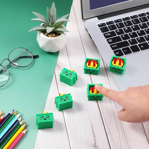 Shappy 6 Pcs Dumpster Clicker Fidget Dumpster Stress Relief Figurines Anxiety Relief Gift Asmr 3D Printing Keyboard Clicker Fidget Stress Toys for Adult Office Coworker Appreciation GiftsGreen - Image 5