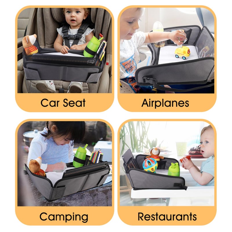 WedFeir Kids Travel Tray for Car, Car Seat Tray, Grey - Image 3