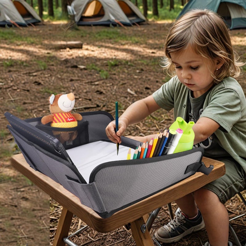 WedFeir Kids Travel Tray for Car, Car Seat Tray, Grey - Image 5