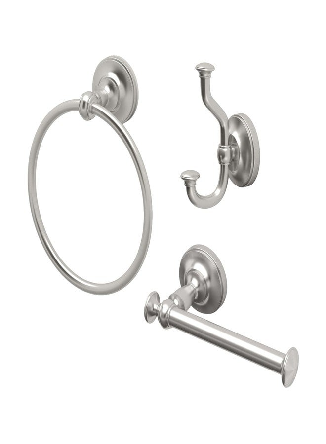 gatco Tavern 3-Piece Kit, Satin Nickel, Toilet Paper Holder, Towel Ring, Robe Hook - Image 1