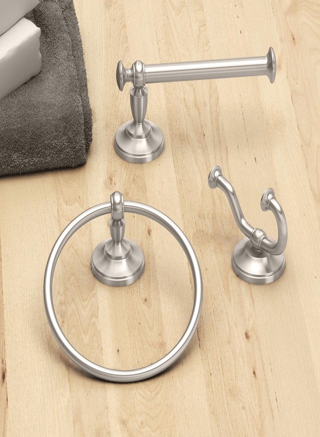gatco Tavern 3-Piece Kit, Satin Nickel, Toilet Paper Holder, Towel Ring, Robe Hook - Image 2